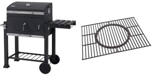 tepro Holzkohlegrill (Grillwagen) Toronto Click Grillfläche ca. 56 x 41,5 cm, mit Deckel Auf-und Abbau ohne Schrauben, Maße ca. 115 x 67 x 107 cm + Universal Guss-Grillrost-Set mit Rost-in-Rost-System