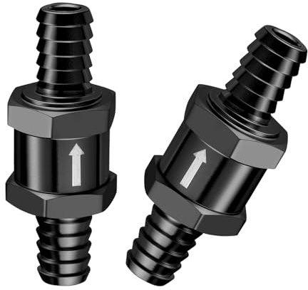 Evil Energy 10mm 3/8'' Fuel Line One Way Non Return Check Valve Oil Petrol Diesel Aluminium Alloy Black Pack of 2