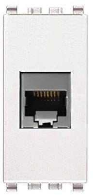 Frutto rj45 FTP schermato cat.6a compatibile vimar Plana presa modulare 8 poli per cavi ethernet connessione a crimpare senza attrezzi, colore bianco