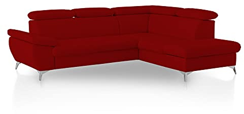 Mivano Ecksofa Gisele / Eckcouch mit Schlaffunktion, Stauraum, Armteilfunktion und Kopfteilverstellung / 256 x 83 x 209 / Kunstleder, Rot