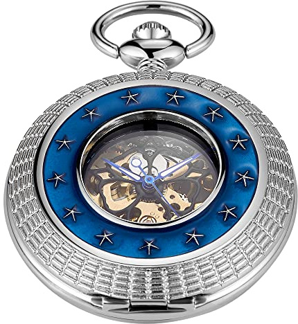 Tiong Wathes Montre de Poche mécanique à remontage Automatique pour Homme et Femme Motif Floral sculpté, Ma003