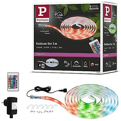 Paulmann 78891 LED Stripe SimpLED Outdoor 3m IP65 24LEDs/m RGB incl. 1x8,5 Watt dimmbar Lichtband Transparent Kunststoff