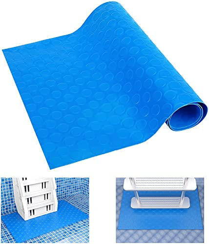 DECOHS 16x36 Pool Ladder Mat-Large Swimming Pool Step Mat with Non-Slip Texture-Protective Ladder Pad for Above Ground Pools Liner and Stairs (Dots)
