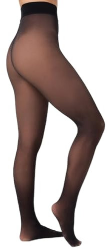 Nur Die Warm & Transparent 50 DEN gefütterte Fein-Strumpfhose beige durchscheinend Komfortbund blickdicht Damen, schwarz, M