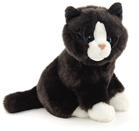 Uni-Toys - Katze schwarz-weiß, sitzend - 21 cm (Höhe) - Plüsch-Kätzchen - Plüschtier, Kuscheltier