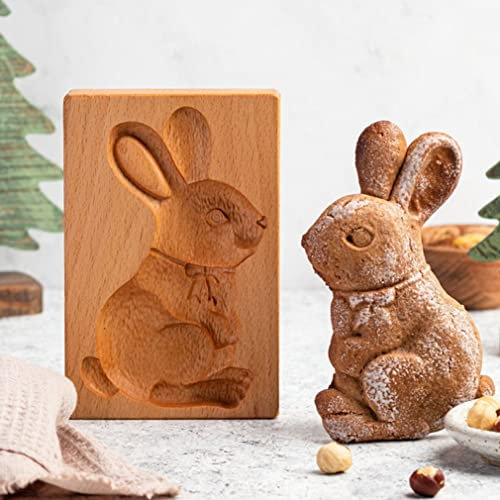 Ostereier- oder Häschen Keks Formen,Holz-Keksformen, geschnitzte Holzform, DIY-Keksstempel, Ausstechformen, lustige 3D-Presse, Prägeform für Ostern, Backwerkzeug (Rabbit)