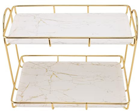 2 Tier Kosmetik Organizer Große Kapazität Bad Arbeits Platte Rack Wasserdichtes Gold Metall Regal Regal für Badezimmer Küche Schlafzimmer