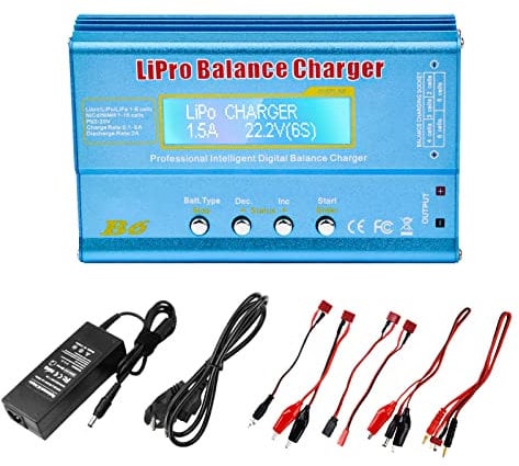 Diymore LiPo Ladegerät 80 W 6 A Ladegerät mit hoher Leistung für LiPo/Li-ION/Life (1-6S), NiMH/NiCd (1-15S), Ladegerät Rc Hobby LED mit Netzadapter
