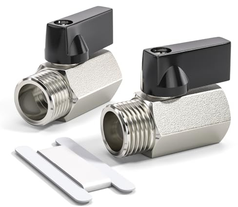 Bwintech 2 Stück 1/2 BSP Innengewinde x Außengewinde Messing vernickelt Mini-Kugelhahn Absperrhahn