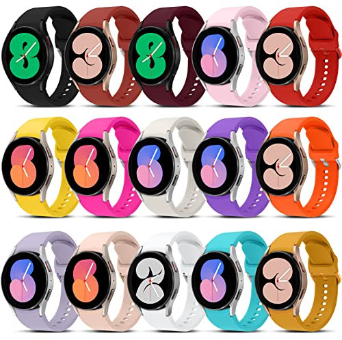 15 Pièces Bracelet Sport Silicone pour Samsung Galaxy Watch 7 6 5 4 FE 44mm 40mm/Watch 6&4 Classic 47mm 46mm 43mm 42mm/5 Pro 45mm band Femme Homme,20mm Bracelet Réglable pour Galaxy Watch 7 6 5 4