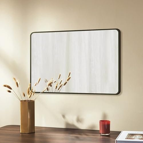 WDWRITTI Wandspiegel 60x100cm Spiegel mit Schwarz Metallrahmen, HD Rechteckiger Badspiegel 100x60cm Groß Kosmetikspiegel Spiegel für Badezimmer Wohnzimmer Waschräume Schlafzimmer