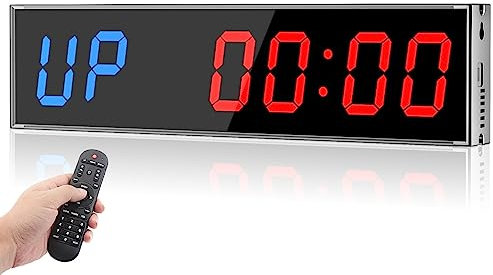 Minuteur d'intervalles LED avec télécommande, grande horloge murale numérique à LED avec barre de progression du temps, compte à rebours/hauts, convient pour boxe, HIIT Tabata EMOM Fitness pour salle