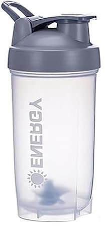 Yowlens Protein Shaker Bottle Sports Supplements Shakers With Mixer Ball, BPA Free Leak Proof Screw On Lid Workout Water Cup 500 ml(Grey)