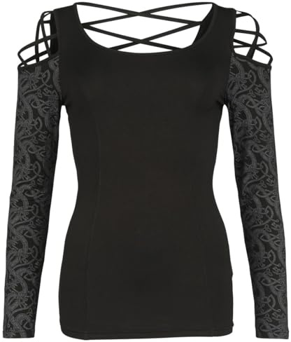 Black Premium by EMP Damen rotes Langarmshirt mit Raffung
