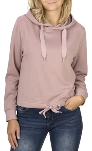 DENIMFY Hoodie Damen Kurz Regular Fit DFHanna Crop Kapuzenpullover Pullover Sweatshirt Oberteil Kapuze Rose M, Größe:M, Farben:Antique Rose (53303)