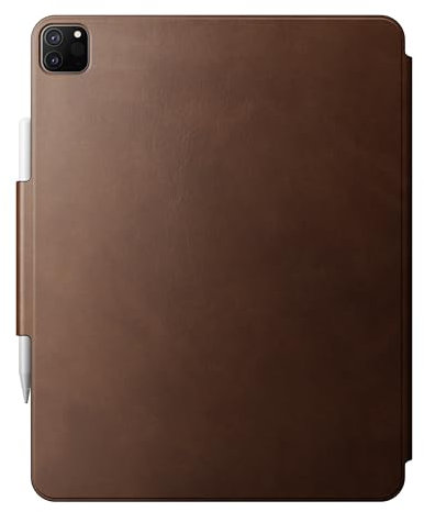NOMAD Modern Leather Folio Plus | für iPad Pro und Air | Robuste Echtlederhülle mit Rahmen aus Glasfaser | passend für iPad Pro 12.9 (4th Gen) & Air 13 M2 (2024) | Brown