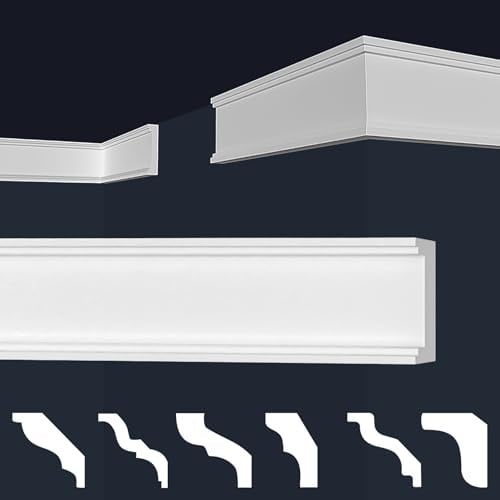 MARBET DESIGN Stuckleisten XPS Styropor weiß - Wandleisten Wandabschlussleisten E-Leisten - (30 Meter / 15 Leisten E-29)