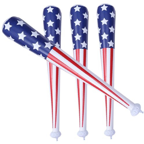 TOYANDONA 4 Stück Aufblasbares Spielzeug Partyjubel Gefälligkeiten Baseballschläger Zum Memorial Day Us Flagge Baseballschläger Werden Aufgeblasen Americana-dekor Sport Komm Schon Stock Pvc
