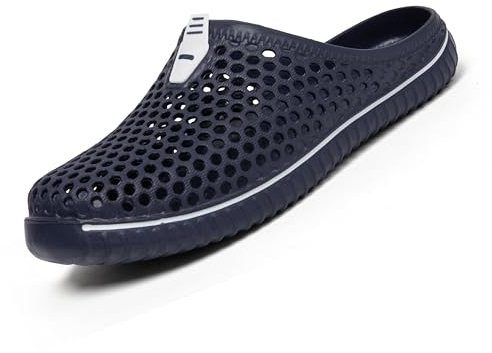 SAGUARO Clogs Pantoletten für Damen Sommer Hausschuhe Herren Aero I Dunkelblau 43