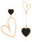 Linawe Black Heart Dangle Earrings, Rose Gold Drop Earrings Dangling, Titanium Stainless Steel Hypoallergenic Asymmetrical Earrings, Mismatched Love Earrings Cute Fun Jewellery