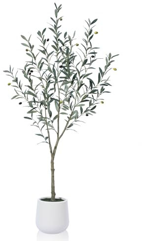 Kazeila Artificial Olive Tree150cm Artificial Plants Indoor,Faux Olive Tree for Home Office Balcony Bathroom Decor(1Pack)