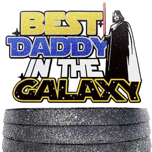Festus Best Daddy in the Galaxy Cake Topper, Force Dad Cake Decor, Force Galaxy Father’s Day Party Supplies, Space War Theme Lightsaber Birthday Cake Topper for Men Fathers