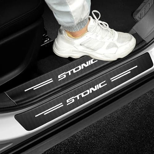 4 Stück Auto Einstiegsleisten Schutz Aufkleber für Kia Stonic, Kohlefaser Türschweller Trittschutz Lackschutzfolie