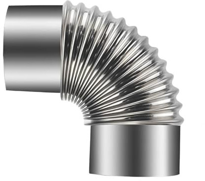 Tubo a gomito a 90°, tubo flessibile for fornace, canna fumaria for stufa a legna in acciaio inossidabile, 80 mm, 90 mm, 100 mm, resistente al calore, curva for camino, curva for esterni(100mm)
