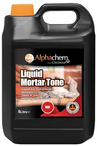 CROMAR AlphaChem Liquid Mortar Tone | Iron Oxide Based Liquid Dye for Permanent Color in Mortar – Rendering – Pointing & Concrete | Red – 5KG