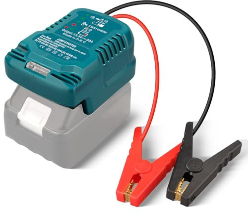 OGJUNX Starthilfe Powerbank für Makita 18V Akku, Starter Powerbank Adapter mit Starthilfekabel 11AWG-Kabel, 12V Autobatterie Booster für SUV Motorrad Rasenmäher Motoren 3.5L Benzin und 6.5L Diesel