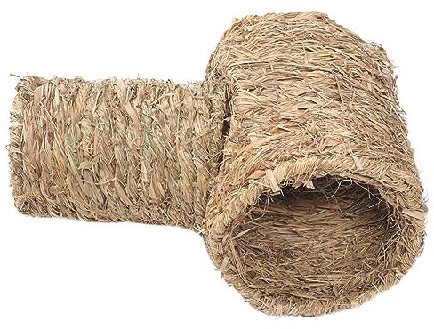 WOONEKY 2pièces Tunnels Herbe pour Hamster Et Rongeurs Maison Tissée pour Cobayes Et Petits Animaux Cachette Confortable Et Amusante