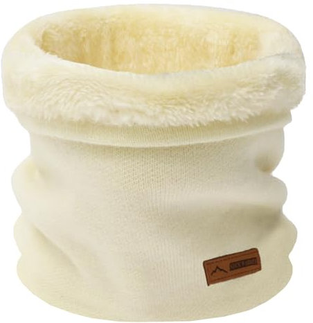 Rayson Écharpe en Tricoté Hiver pour Homme et Femme Cache-cou Chaud Unisexe Tour de Cou Avec Doublure en Peluche(Beige,taille unique)