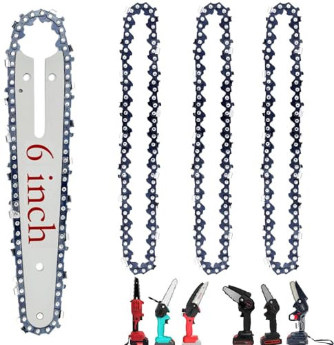 3 Pack 6 Inch Mini Chainsaw Chain Replacement, Small Chain Saw Chains for Cordless Handheld, 1/4 LP Pitch, 37 Drive Links, Electric Chainsaw Accessories for Carpentry and Landscaping