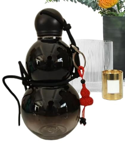 Nkmujil Bouteille d'eau au design ancien - 800 ml - Bouteille d'eau isotherme robuste - Conteneur décoratif pour boissons - 21 x 11 x 11 cm - Pour l'intérieur, l'extérieur, les voyages - Noir