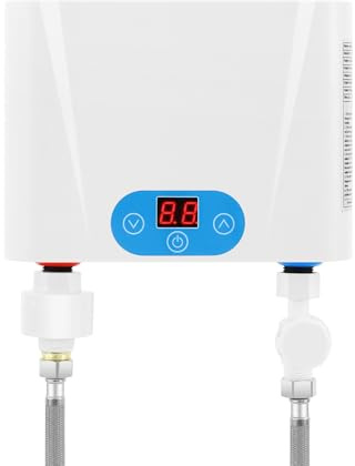 5500W Calentador de Agua Electrico Sin Tanque Agua con Pantalla Led y Control Táctil Montaje Pared Termo de Agua Electrico Instantaneo para Calentar Agua Cocina, Bares, Centros Comerciales