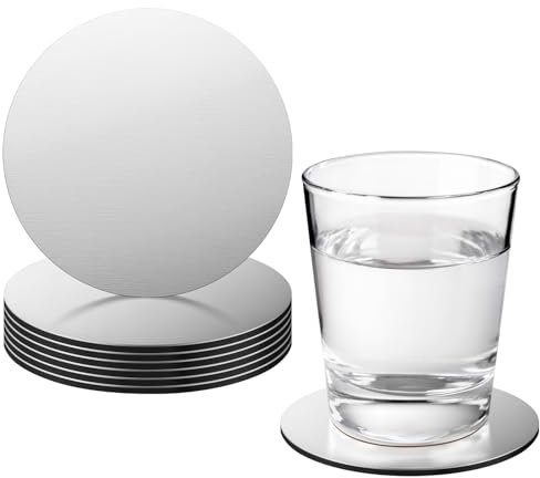 Maxcheck Getränkeuntersetzer aus Edelstahl, rund, 10,2 cm, 6 Stück | Halloween, Thanksgiving, Weihnachtsfeier, für heiße kalte Getränke, für Kaffeebar, Esstisch, Gläser, Becher, Becher