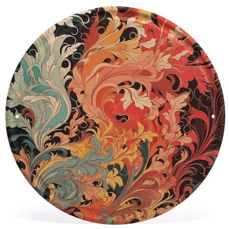 Rundes Eisenbild zum Aufhängen, 30 x 30 cm, Jugendstil-Muster, bedruckt, moderne Eisenplatte, zum Aufhängen, Gemälde, rundes Kunstbild für Zuhause, Wanddekoration