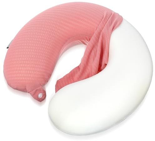 Federa per cuscino da viaggio per il collo, con cerniera, federa di ricambio per cuscino da viaggio, morbida e liscia, a righe, accessorio da viaggio comodo da viaggio (rosa)