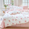 Freyamy Kinderbettwäsche 135x200cm 2teilig Weiß Rosa Kirsche Fliege Mädchen Wende Bettwaren-Sets Microfaser Kirschemuster Kinder Bettbezug mit Reißverschluss und Kissenbezug 80x80cm