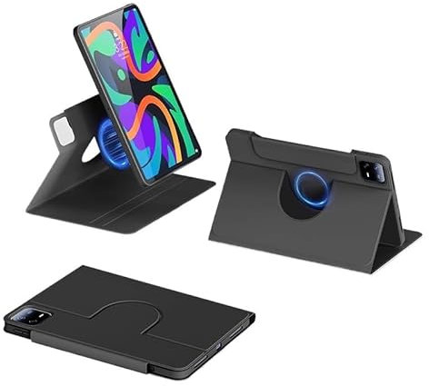 MQVQAUBST Magnetische, abnehmbare Tablet-Hülle, geeignet for Lenovo Legion Y700 2025 2023 8,8 Zoll, Geteilte, drehbare Anti-Drop-PU-Lederhülle(Black,Y700 2025)