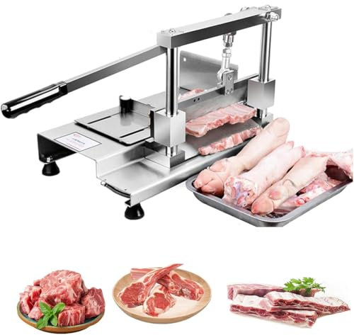 Heavy Duty Bone Cutter - Manual Meat Chopper with Meat Tray for Cutting Chicken, Duck, and Pig Ribs - Efficient Meat Sawing Machine, Ideal for Commercial Use
