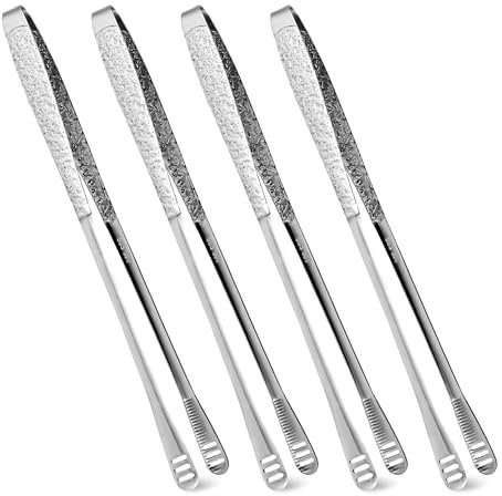 4Pcs 11-Inch Stainless Steel Korean BBQ Grill Tongs, Japanese Barbecue Tongs for Cooking, Portable Kitchenware for Home, Outdoor, Steak, Salad, Food