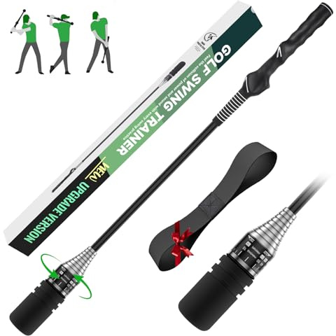 UYCCIMB Golfschwungtrainer, Übungsstab, mit Golfschwung-Trainingshilfe, verstellbarer Geschwindigkeitsregler (Entfernung erhöhen) mit Klickgeräusch für Rechtshänder, drinnen und draußen