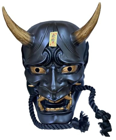 ToysWeltX Samurai Ghost Mask Japanese Horror Demon Wearable Mask for Halloween Cosplay (Black)