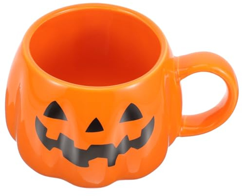 Cabilock Taza de Cerámica Forma de Calabaza Naranja Práctica y Versátil para Café y Leche en Restaurante o Café Decoración de Halloween