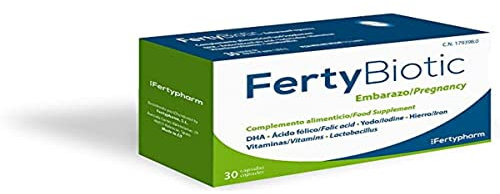 FERTYBIOTIC EMBARAZO | Complemento Vitamínico para Embarazo y Lactancia con Ácido fólico (Quatrefolic®), Vitamina D, C, E, Hierro, Yodo, Magnesio, Zinc, DHA y Probióticos | 30 Cápsulas