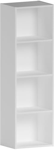 Vida Designs Oxford 4 Tier Cube Bookcase, White Wooden Shelving Display Storage Unit Office Living Room Furniture