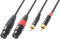 PD Connex Câble Audio Cordon 2x XLR Femelle - 2x RCA Mâle - 3m - Idéal pour Relier vos Enceintes de Sonorisation