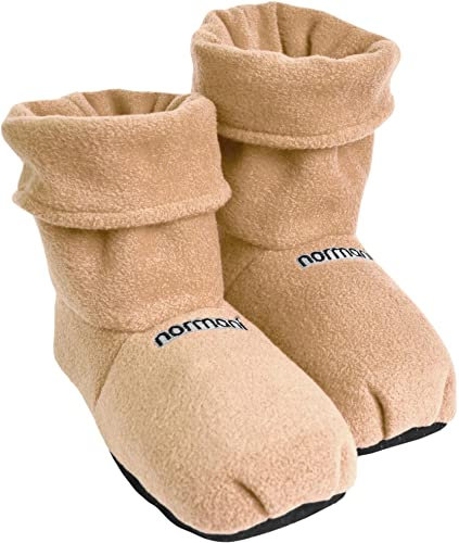 normani® Körnerpantoffeln - Hausschuhe für die Mikrowelle - Hausstiefel mit Leinsamenfüllung - extra hoher Schaft Farbe Apricot Größe M=36/40