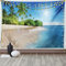 ABAKUHAUS Wendekreis Wandteppich und Tagesdecke, Suuny Ozean Palmen aus Weiches Mikrofaser Stoff Waschbar ohne Verblassen Digitaldruck, 230 x 140 cm, Grün Blau